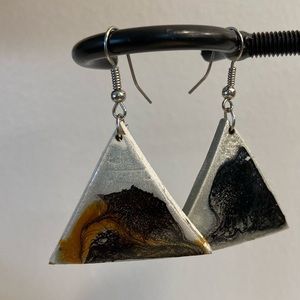 Handmade geometric dip painted earrings